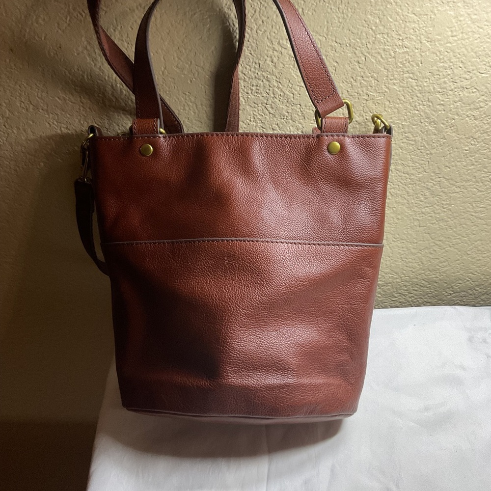 Fossil Brown Leather Tote Bag